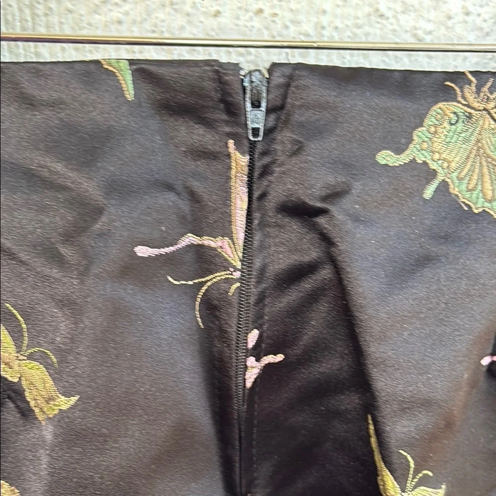 Vintage Sans Souci Satin Butterfly Pink and Green High Rise Ankle Pants M